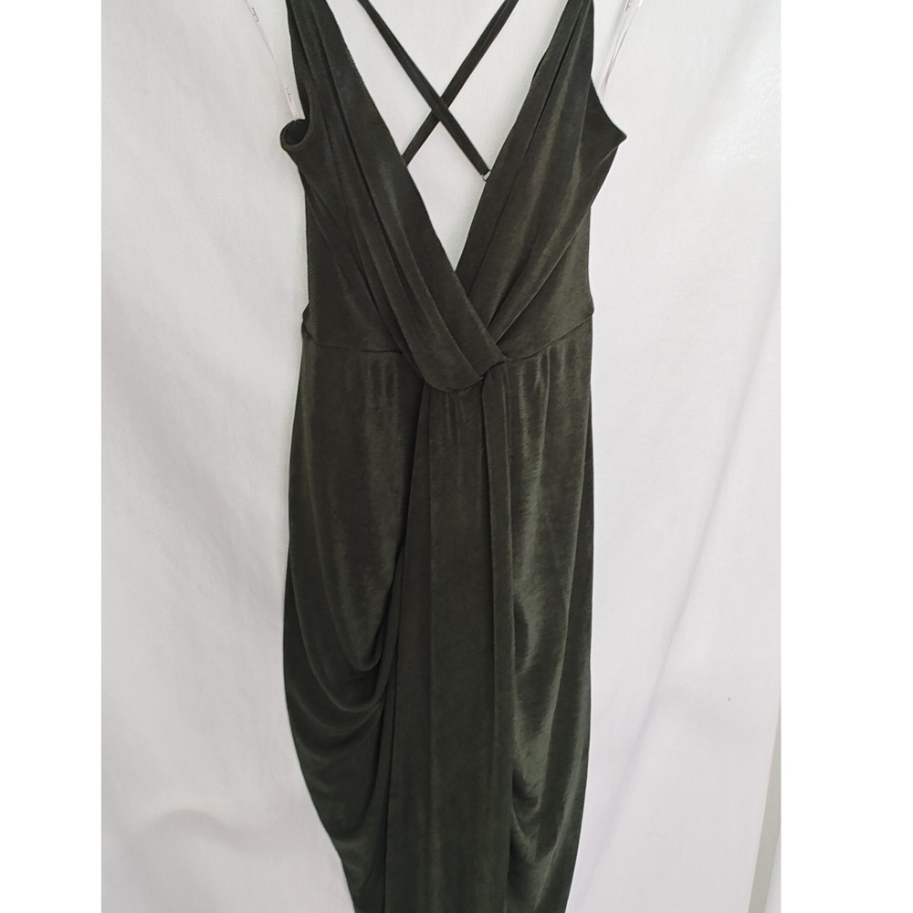 Lulus Dreamy Date Green Surplice Midi Dress Tulip Wrap Drape Strappy Small S - Picture 6 of 12